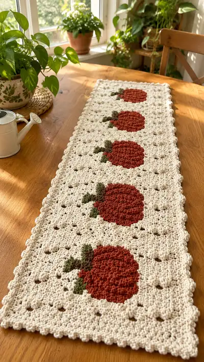 Harvest Pumpkin Table Runner Pattern step 1 - construction progress