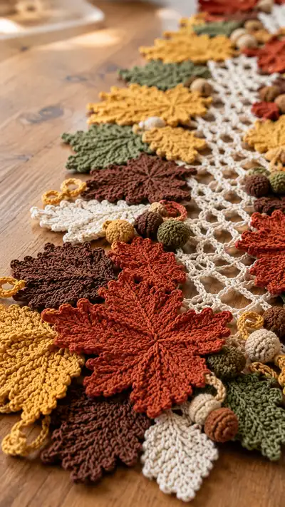 Autumn Leaf Table Runner Pattern step 2 - assembly progress