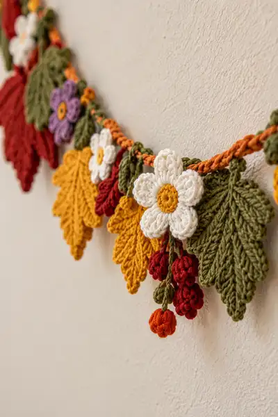 Wildflower and Maple Freeform Autumn Table Runner Pattern step 2 - assembly progress