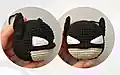 Mini Batman Amigurumi Pattern step 2 - assembly progress