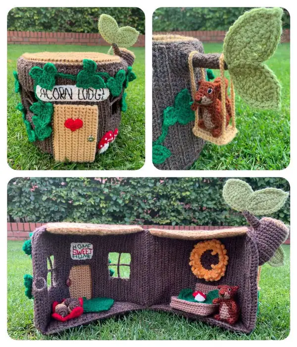 Squirrel & Hollow Log House Amigurumi Pattern