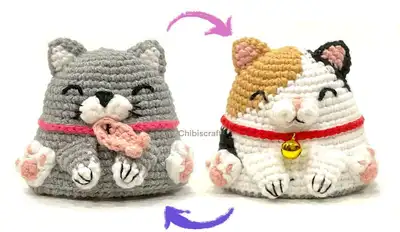 Reversible Cat Amigurumi Pattern step 1 - construction progress