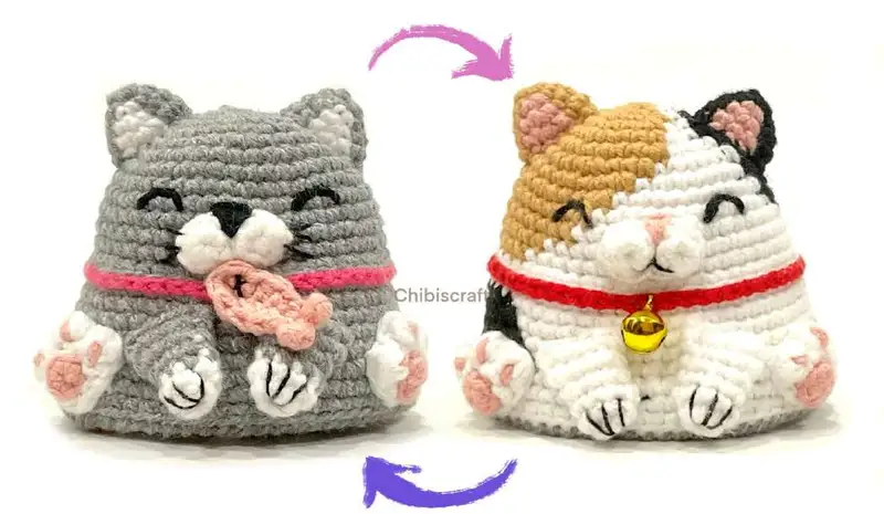 Free Beginner Friendly crochet pattern: Reversible Cat Amigurumi Pattern - Easy to follow tutorial