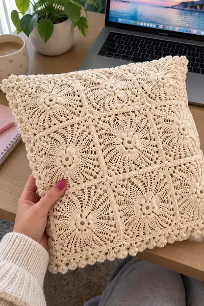 Hermoso Cream Bedspread Pattern step 1 - construction progress