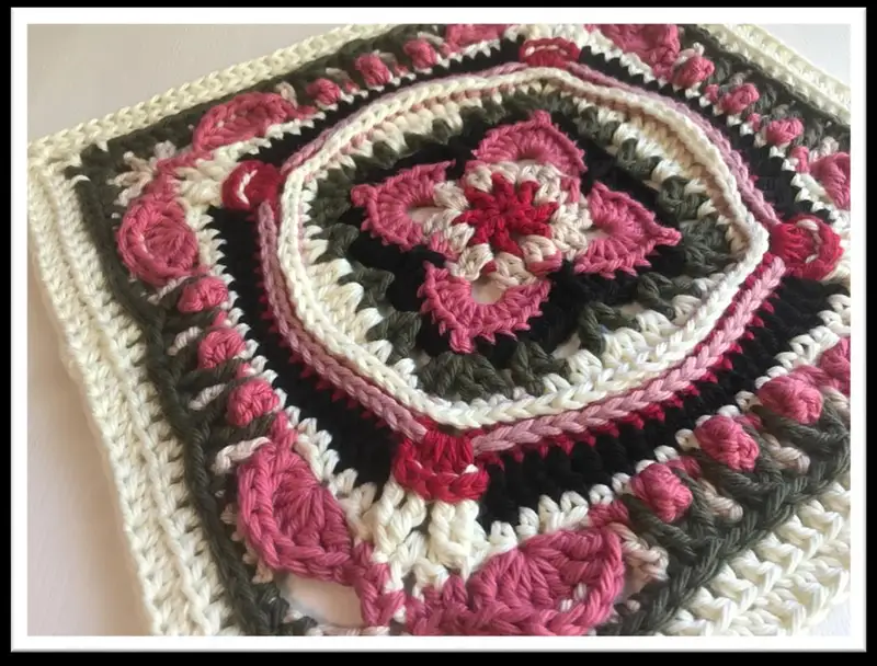 Free Intermediate crochet pattern: Lauren Rose Square Pattern - Easy to follow tutorial