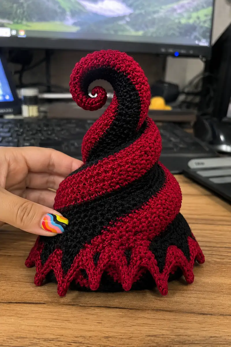 Vampire Night Spiral Amigurumi Pattern crochet pattern - detailed view of completed project