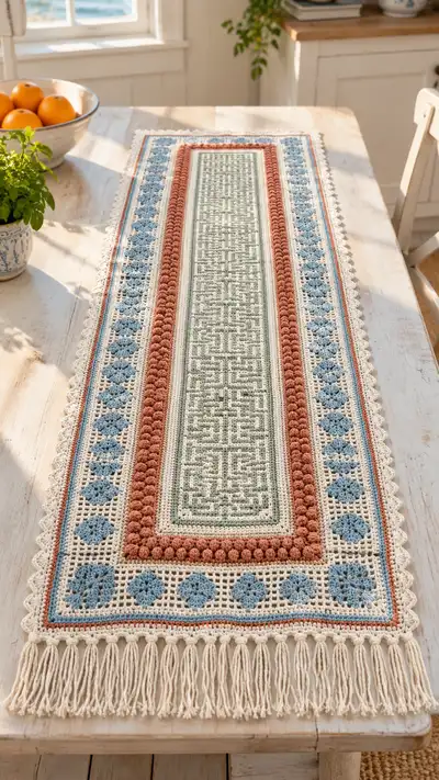 Textured Geo Table Runner Pattern step 1 - construction progress