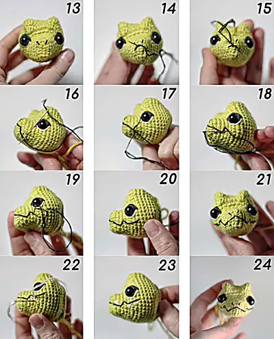 Tyrannosaurus Oliver Amigurumi Pattern step 2 - assembly progress