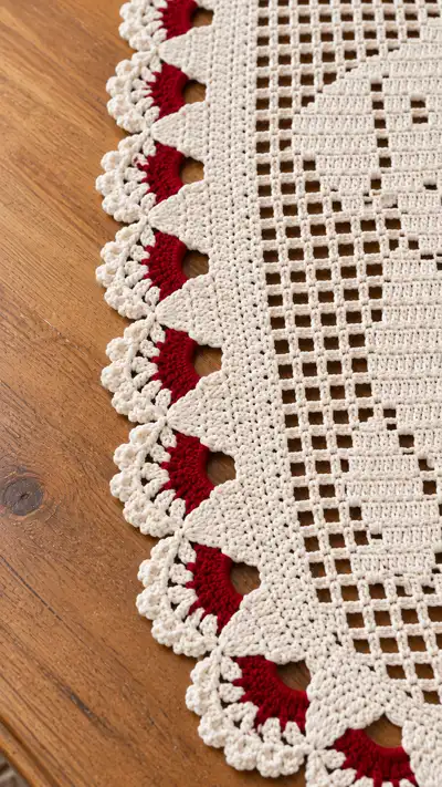 Cute Dog Filet Table Runner Pattern step 2 - assembly progress