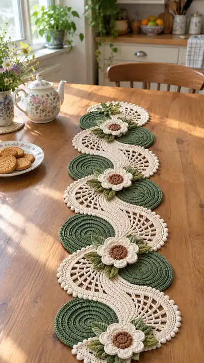 Botanical Table Runner Pattern step 1 - construction progress