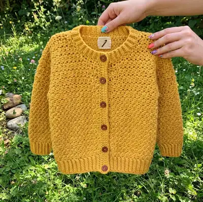 Adult's Crochet Crew Neck Cardigan Pattern step 4 - final assembly and finishing