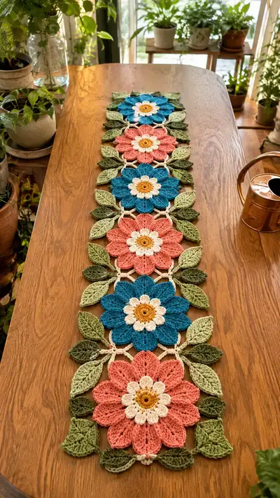 Floral Medallion Table Runner Pattern step 1 - construction progress