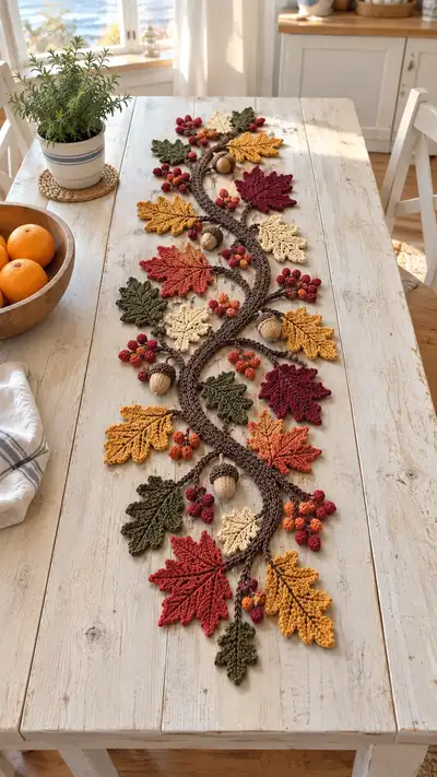 Autumn Leaves Table Runner Pattern step 1 - construction progress