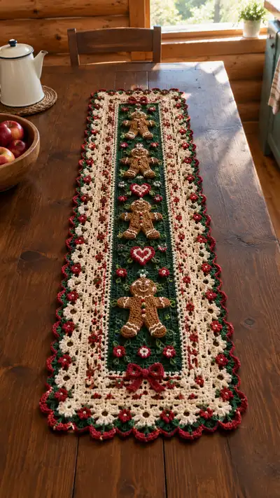 Gingerbread Holiday Table Runner Pattern step 1 - construction progress