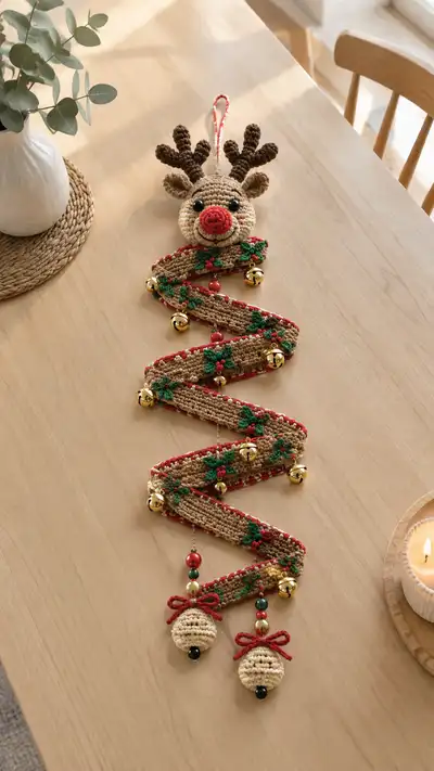 Festive Reindeer Spiral Garland Amigurumi Pattern step 1 - construction progress