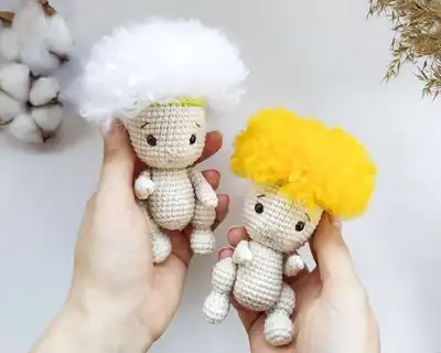 Baby Dandelion Amigurumi Pattern step 2 - assembly progress