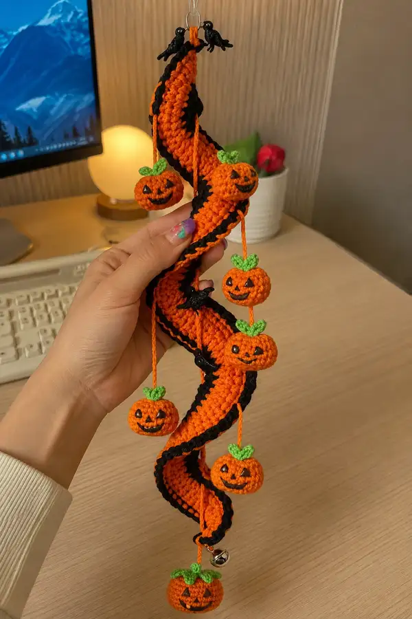 Spooky Pumpkin Spiral Garland Amigurumi Pattern