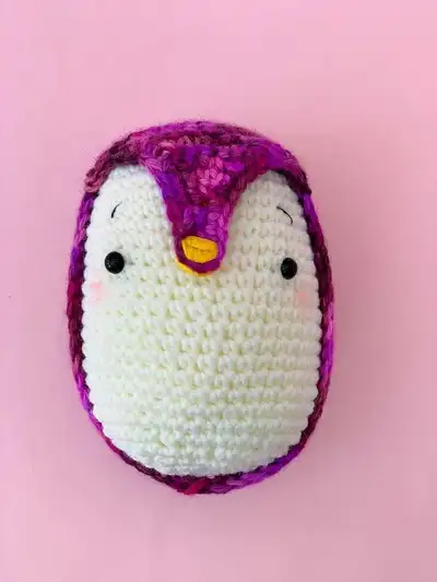 Brian the Penguin Amigurumi Pattern step 2 - assembly progress