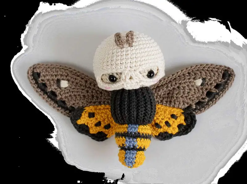 Free Intermediate crochet pattern: Death's Head Hawk Moth Amigurumi Pattern - Easy to follow tutorial