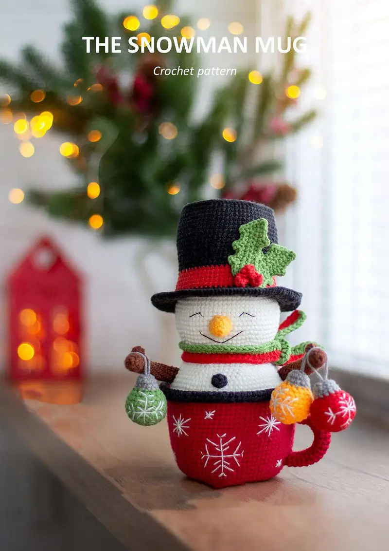Free Intermediate crochet pattern: The Snowman Mug Amigurumi Pattern - Easy to follow tutorial