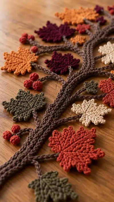 Autumn Branch Table Runner Pattern step 2 - assembly progress