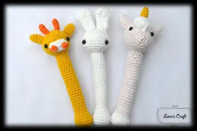Baby Rattle Amigurumi Pattern step 2 - assembly progress
