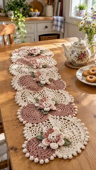 Vintage Floral Lace Table Runner Pattern step 1 - construction progress