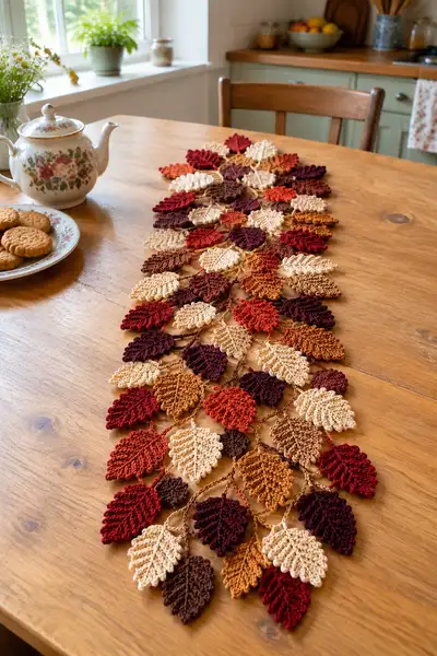 Autumn Leaves Table Runner Pattern step 1 - construction progress