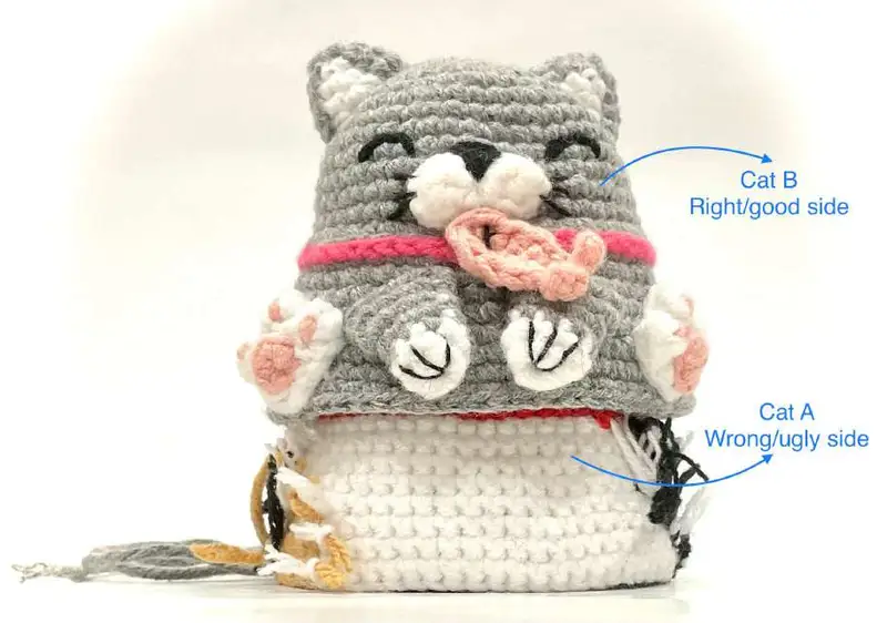 Free Intermediate crochet pattern: Reversible Cat Amigurumi Pattern - Easy to follow tutorial