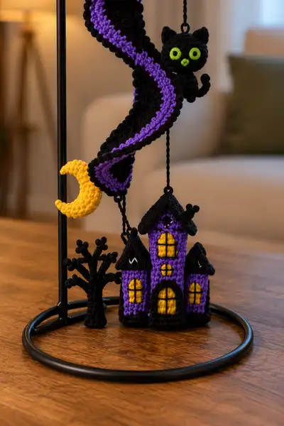 Halloween Spiral Mobile Amigurumi Pattern step 2 - assembly progress