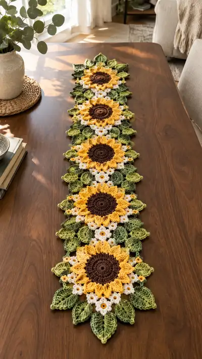 Sunflowers Table Runner Pattern step 1 - construction progress