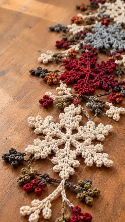 Snowflake & Berry Table Runner Pattern step 2 - assembly progress