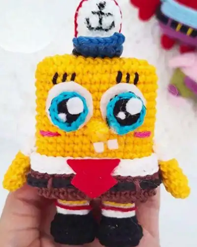 SpongeBob SquarePants Amigurumi Pattern step 1 - construction progress