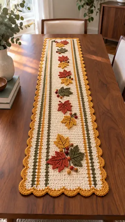 Autumn Leaf Table Runner Pattern step 1 - construction progress