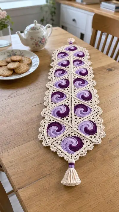 Lavender Swirl Table Runner Pattern step 1 - construction progress