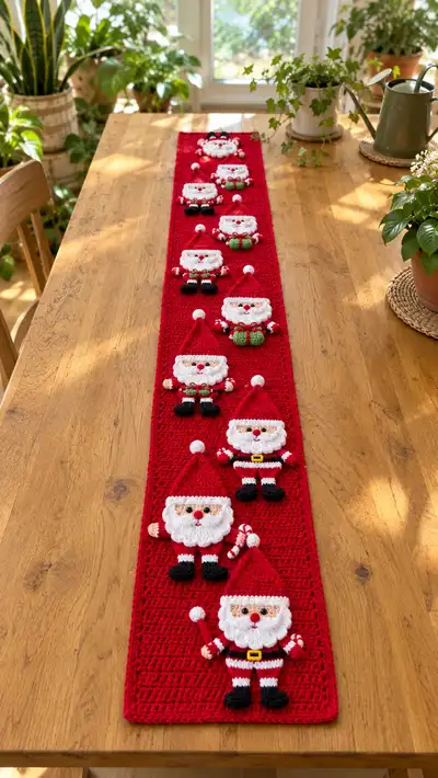 Festive Santa Table Runner Pattern step 1 - construction progress