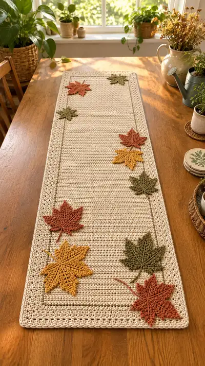 Autumn Leaf Table Runner Pattern step 1 - construction progress