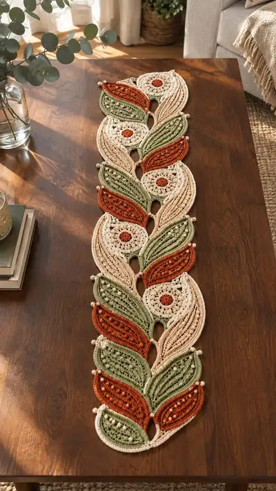 Autumn Leaf Table Runner Pattern step 1 - construction progress