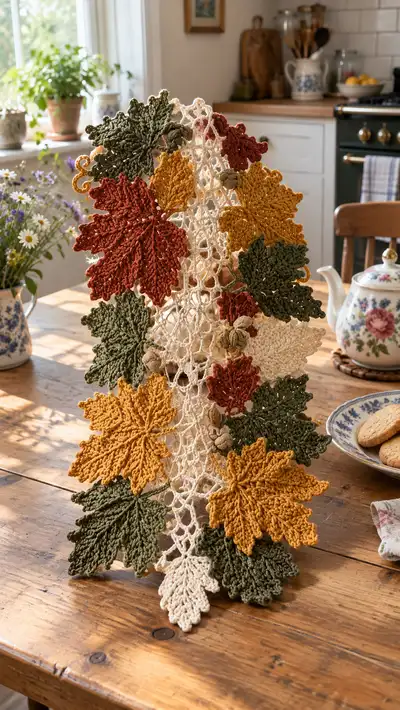 Autumn Leaves Table Runner Pattern step 1 - construction progress
