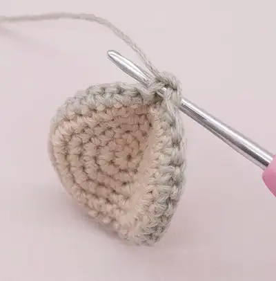 Noel the Christmas Mouse Amigurumi Pattern step 2 - assembly progress