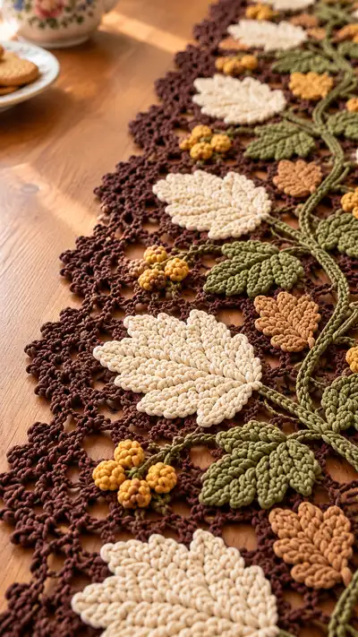 Autumn Leaves Table Runner Pattern step 2 - assembly progress