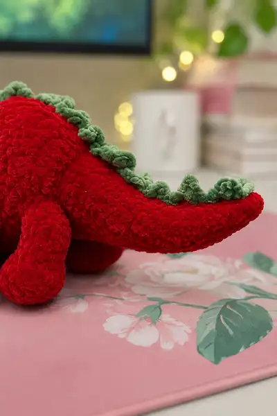 Plush Red Dragon Amigurumi Pattern step 2 - assembly progress