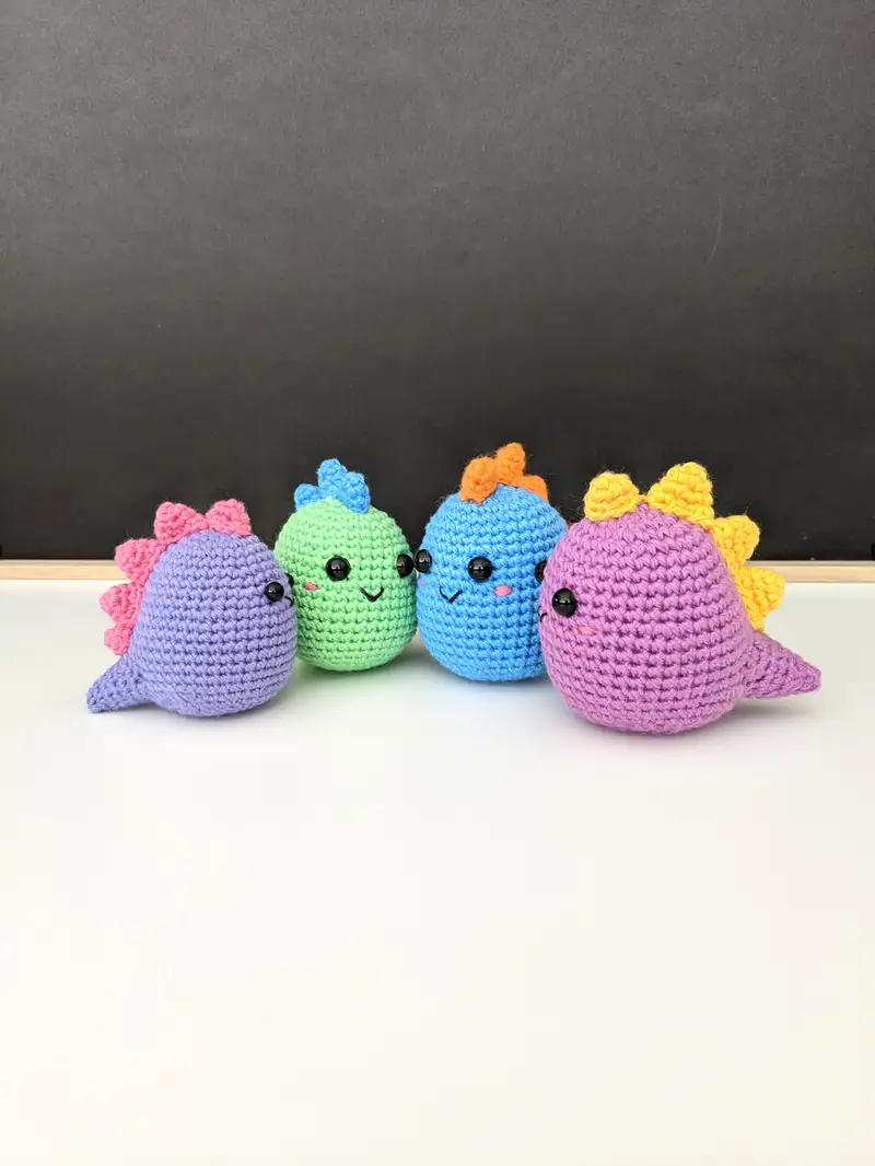Free Intermediate crochet pattern: Colourful Mini Dino Amigurumi Pattern - Easy to follow tutorial
