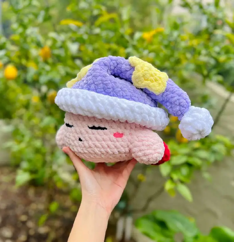 Free Intermediate crochet pattern: Sleeping Pink Puff (Sleeping Kirby) Amigurumi Pattern - Easy to follow tutorial