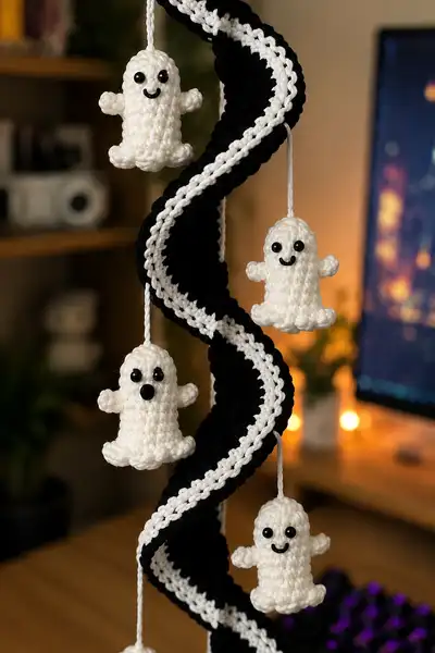 Hallway Spooky Phantoms Spiral Amigurumi Pattern step 2 - assembly progress