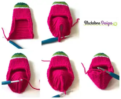 Moose Slippers Pattern step 2 - assembly progress