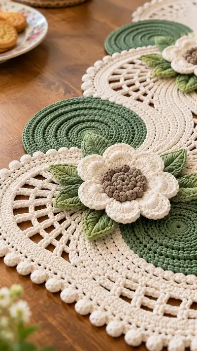 Vintage Floral Table Runner Pattern step 2 - assembly progress