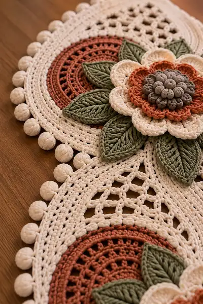 Elegant Floral Table Runner Pattern step 2 - assembly progress