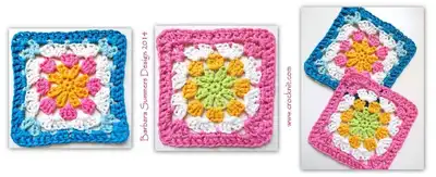 Daisy Granny Crochet Square Pattern step 3 - details and accessories
