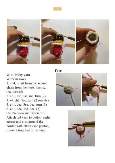 Matryoshka Doll Amigurumi Pattern step 3 - details and accessories